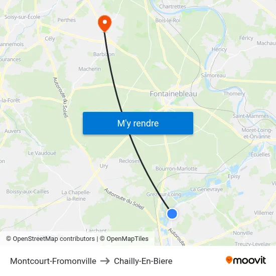 Montcourt-Fromonville to Chailly-En-Biere map