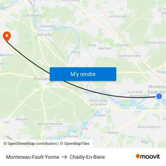 Montereau-Fault-Yonne to Chailly-En-Biere map