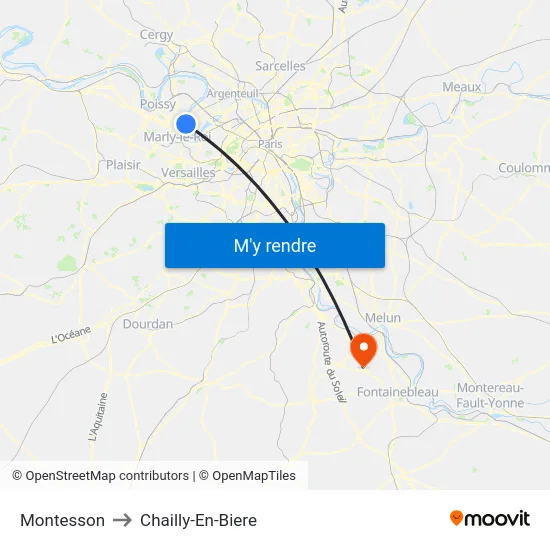 Montesson to Chailly-En-Biere map