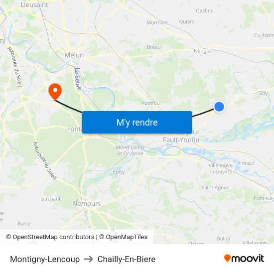 Montigny-Lencoup to Chailly-En-Biere map