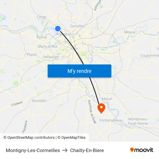 Montigny-Les-Cormeilles to Chailly-En-Biere map
