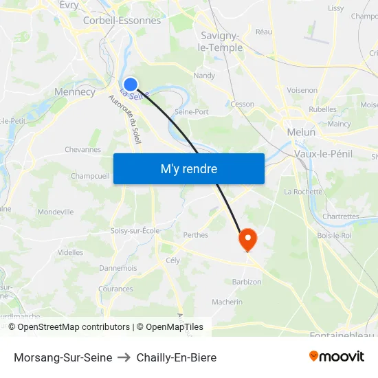 Morsang-Sur-Seine to Chailly-En-Biere map