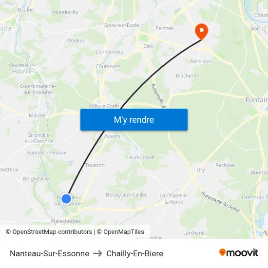 Nanteau-Sur-Essonne to Chailly-En-Biere map