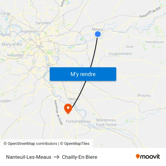 Nanteuil-Les-Meaux to Chailly-En-Biere map