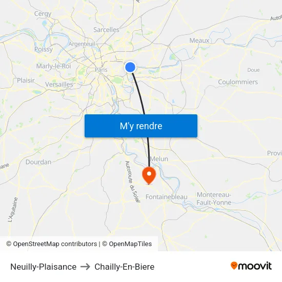Neuilly-Plaisance to Chailly-En-Biere map