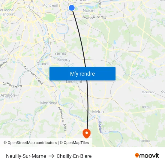 Neuilly-Sur-Marne to Chailly-En-Biere map