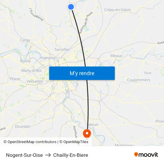 Nogent-Sur-Oise to Chailly-En-Biere map