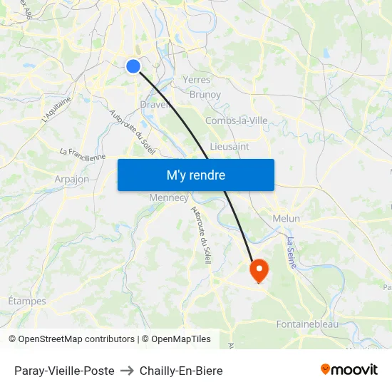 Paray-Vieille-Poste to Chailly-En-Biere map