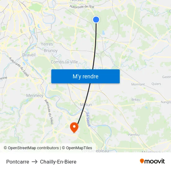 Pontcarre to Chailly-En-Biere map
