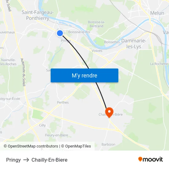 Pringy to Chailly-En-Biere map