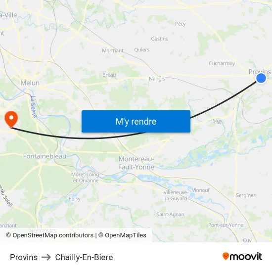 Provins to Chailly-En-Biere map