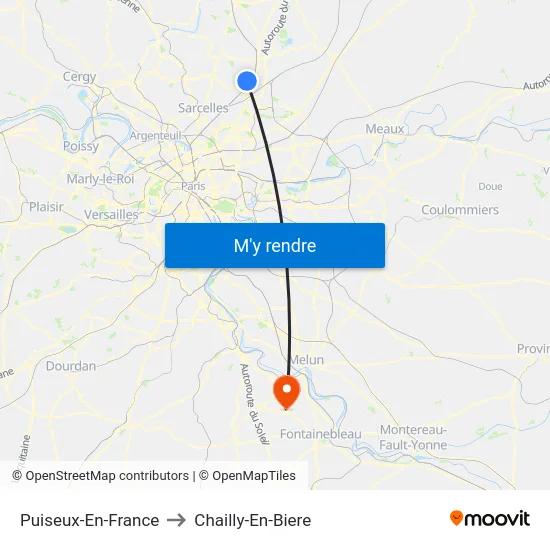 Puiseux-En-France to Chailly-En-Biere map
