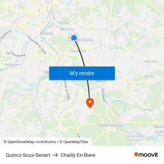 Quincy-Sous-Senart to Chailly-En-Biere map