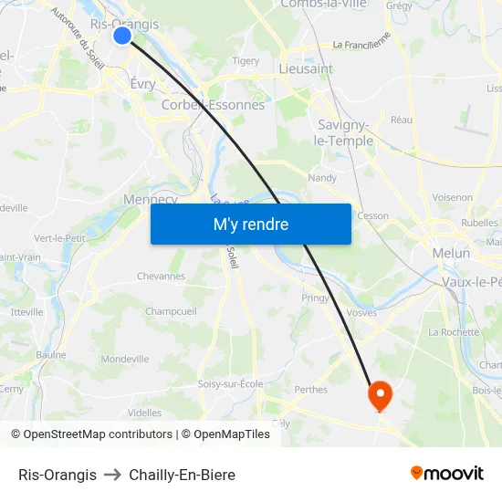 Ris-Orangis to Chailly-En-Biere map