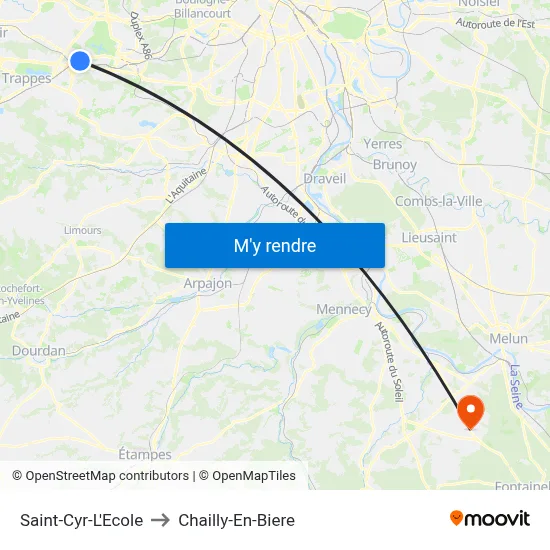 Saint-Cyr-L'Ecole to Chailly-En-Biere map