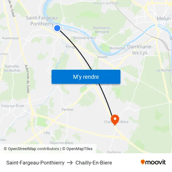 Saint-Fargeau-Ponthierry to Chailly-En-Biere map