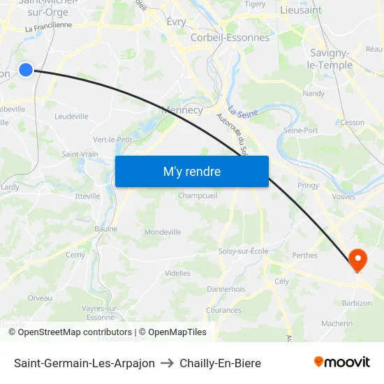 Saint-Germain-Les-Arpajon to Chailly-En-Biere map
