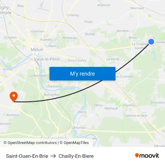 Saint-Ouen-En-Brie to Chailly-En-Biere map