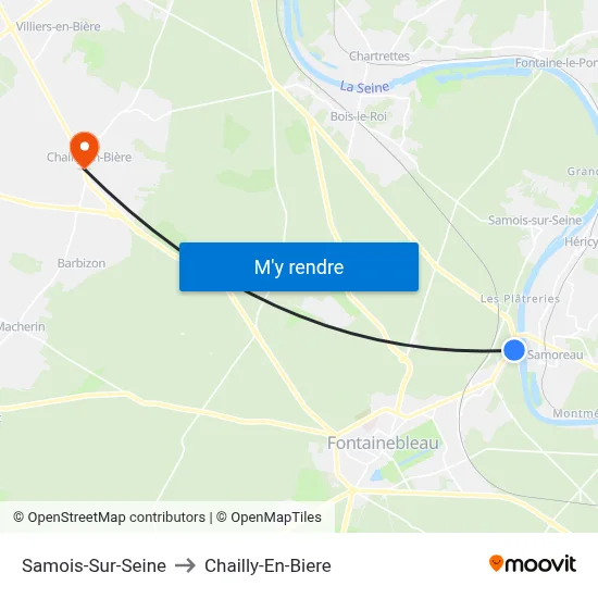 Samois-Sur-Seine to Chailly-En-Biere map