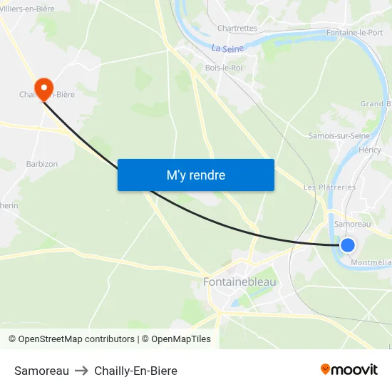 Samoreau to Chailly-En-Biere map