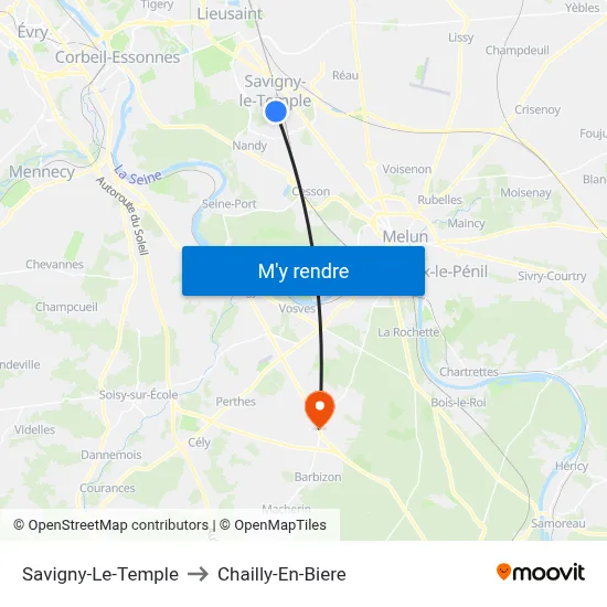 Savigny-Le-Temple to Chailly-En-Biere map