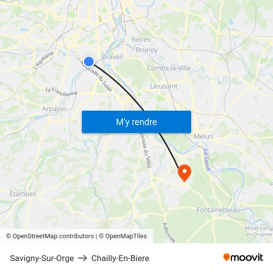 Savigny-Sur-Orge to Chailly-En-Biere map