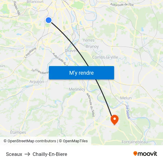 Sceaux to Chailly-En-Biere map
