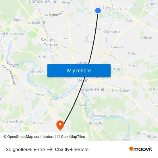 Soignolles-En-Brie to Chailly-En-Biere map