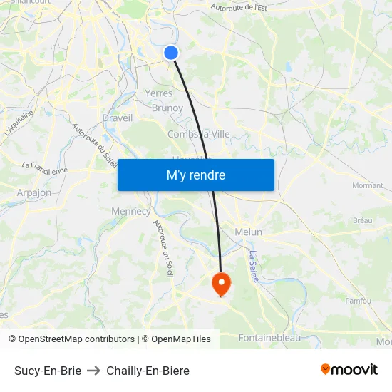 Sucy-En-Brie to Chailly-En-Biere map