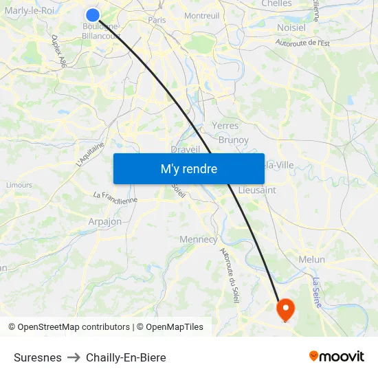 Suresnes to Chailly-En-Biere map