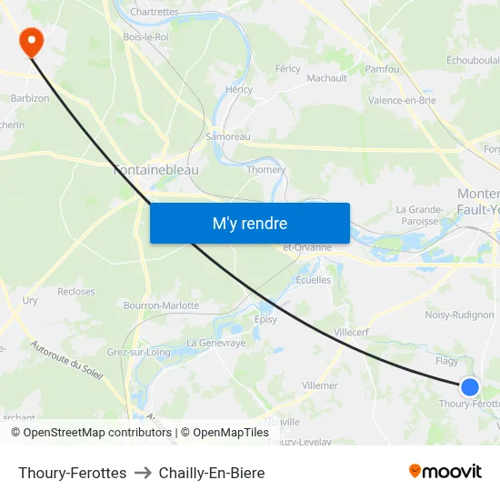 Thoury-Ferottes to Chailly-En-Biere map