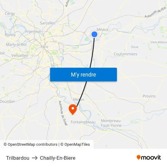 Trilbardou to Chailly-En-Biere map