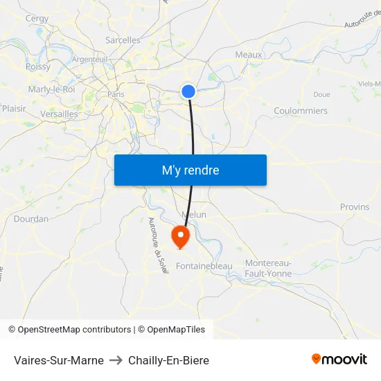 Vaires-Sur-Marne to Chailly-En-Biere map