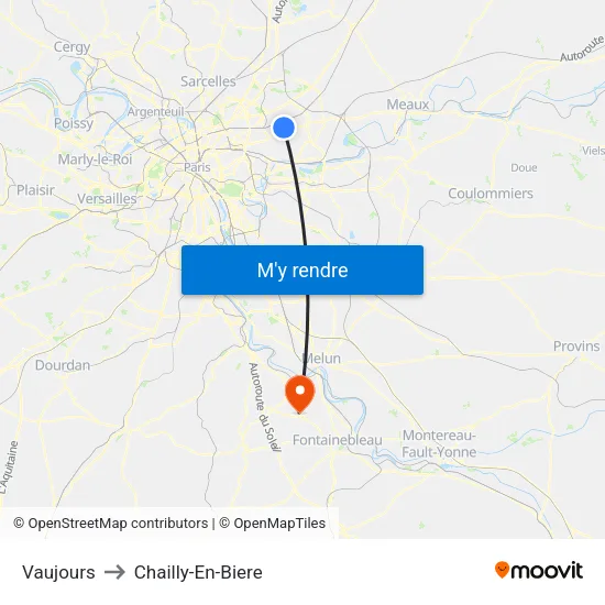 Vaujours to Chailly-En-Biere map