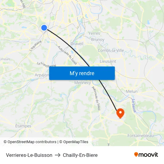 Verrieres-Le-Buisson to Chailly-En-Biere map