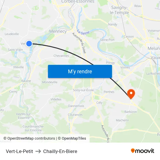 Vert-Le-Petit to Chailly-En-Biere map
