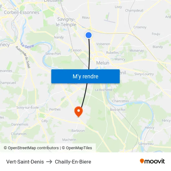 Vert-Saint-Denis to Chailly-En-Biere map