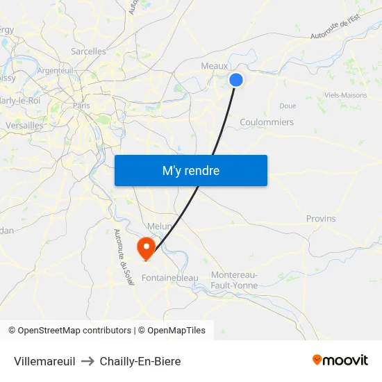 Villemareuil to Chailly-En-Biere map
