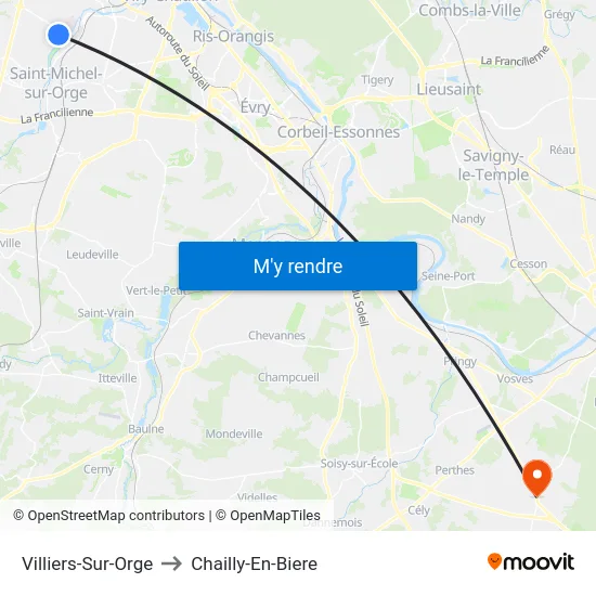 Villiers-Sur-Orge to Chailly-En-Biere map