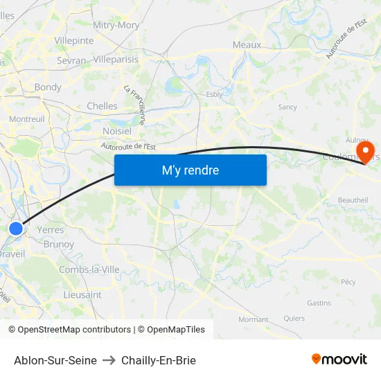 Ablon-Sur-Seine to Chailly-En-Brie map