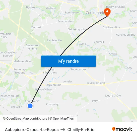 Aubepierre-Ozouer-Le-Repos to Chailly-En-Brie map