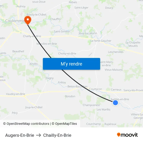 Augers-En-Brie to Chailly-En-Brie map