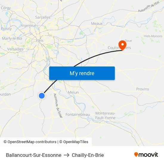 Ballancourt-Sur-Essonne to Chailly-En-Brie map