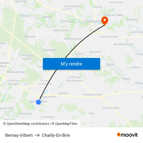 Bernay-Vilbert to Chailly-En-Brie map