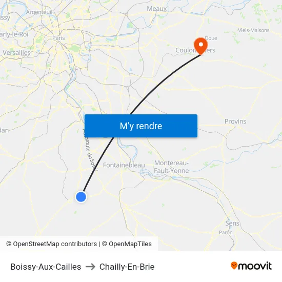 Boissy-Aux-Cailles to Chailly-En-Brie map