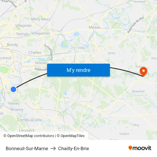 Bonneuil-Sur-Marne to Chailly-En-Brie map