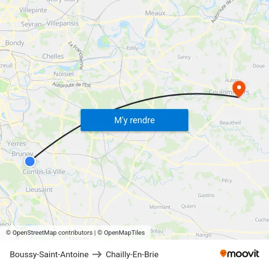 Boussy-Saint-Antoine to Chailly-En-Brie map