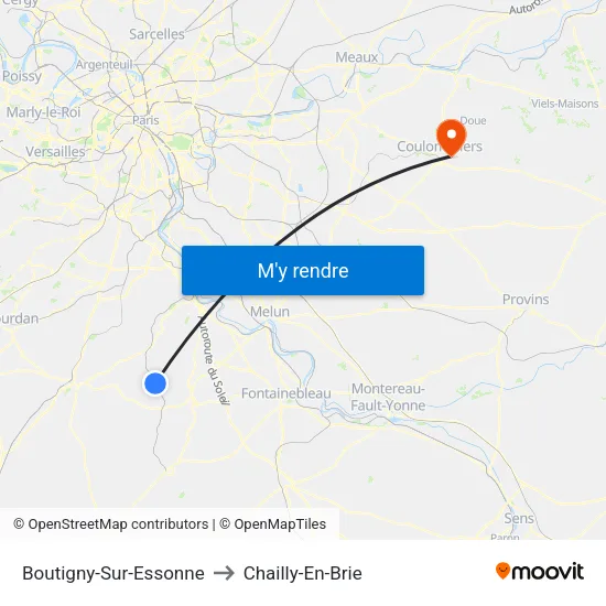 Boutigny-Sur-Essonne to Chailly-En-Brie map