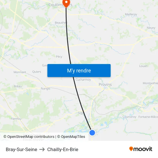 Bray-Sur-Seine to Chailly-En-Brie map