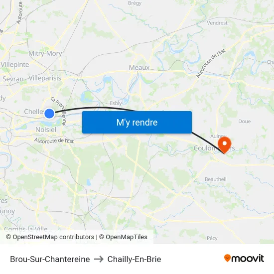 Brou-Sur-Chantereine to Chailly-En-Brie map
